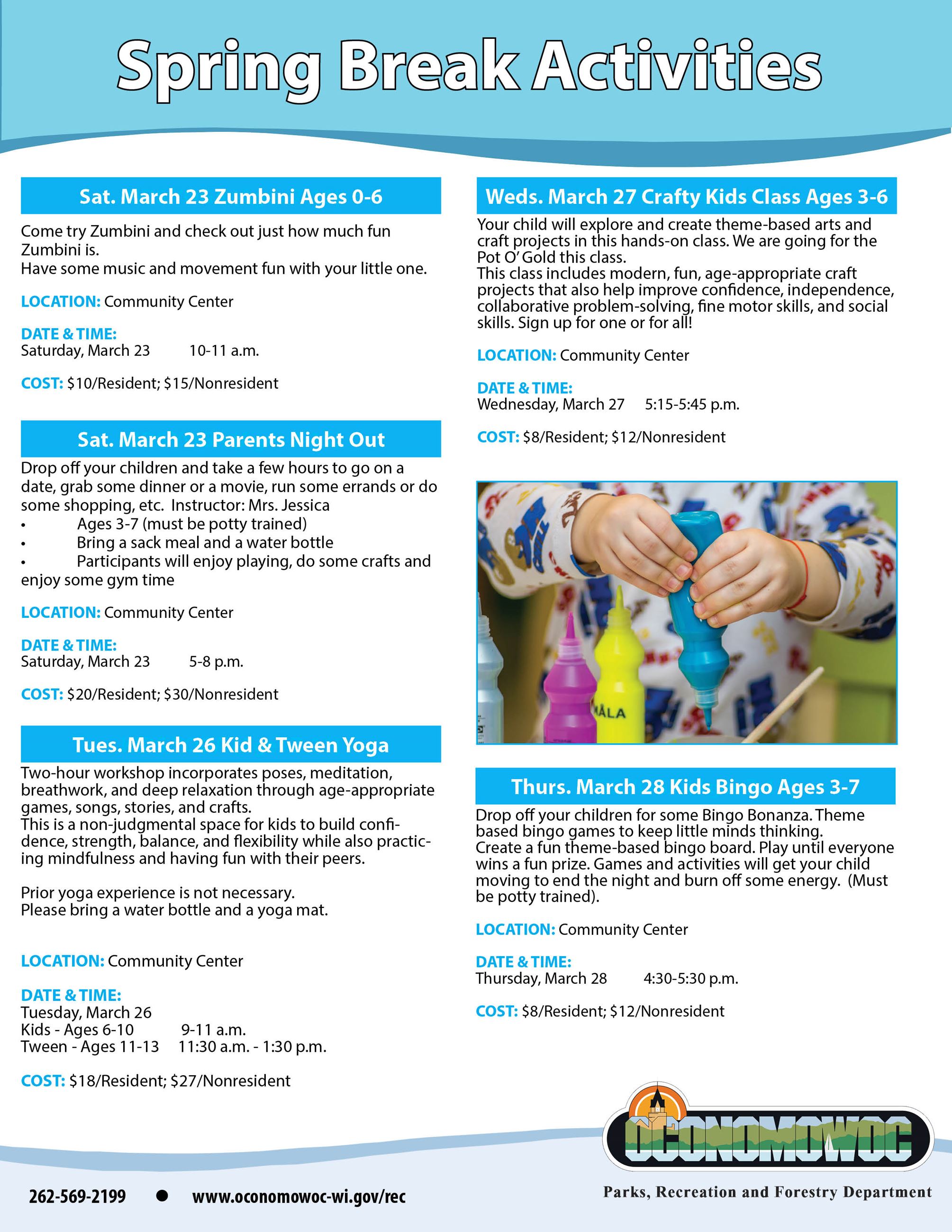 spring break activity flyer